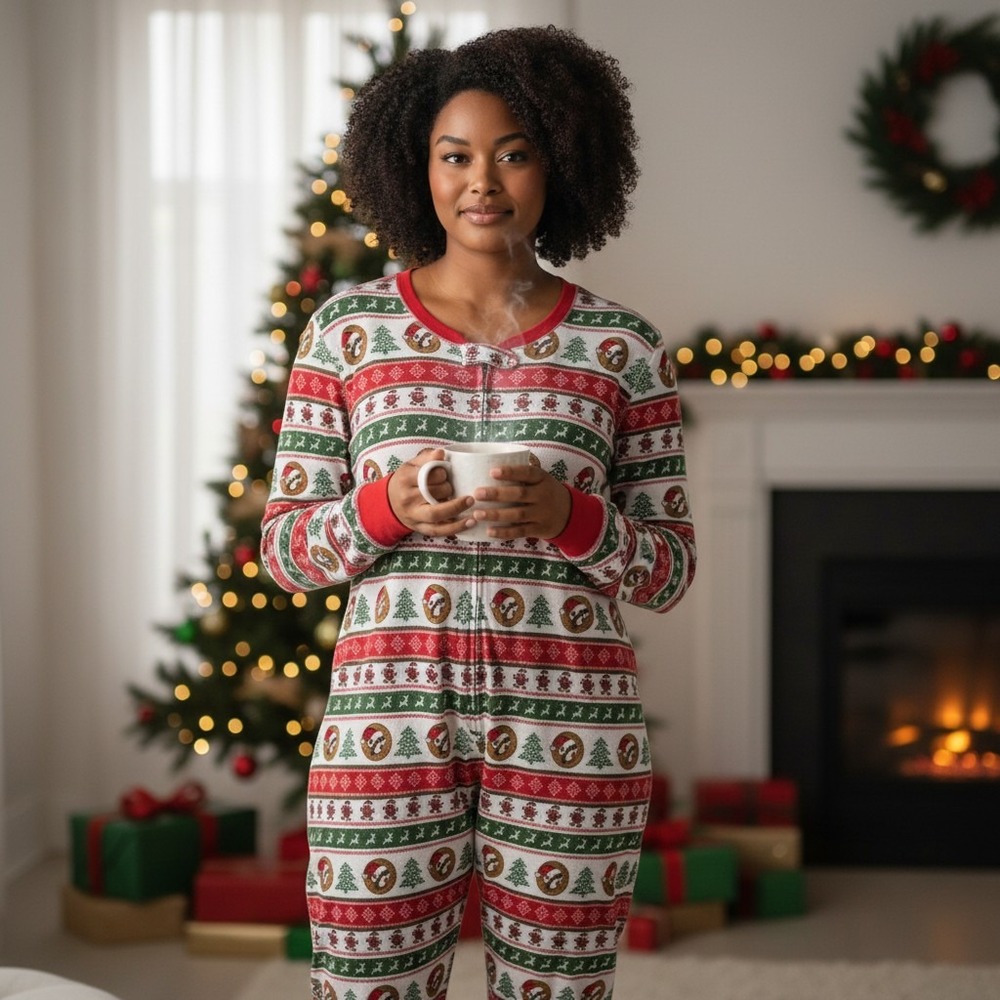 Buc-ees Beaver‎ Christmas Pajamas Jumpsuit Thermal Long Johns Onesie Size 3X
